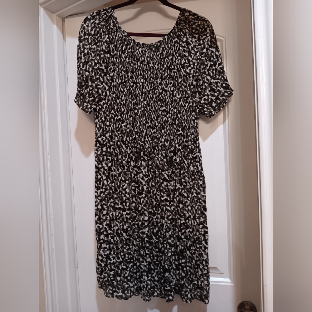 Michael Kors Pleated Camouflage Dress